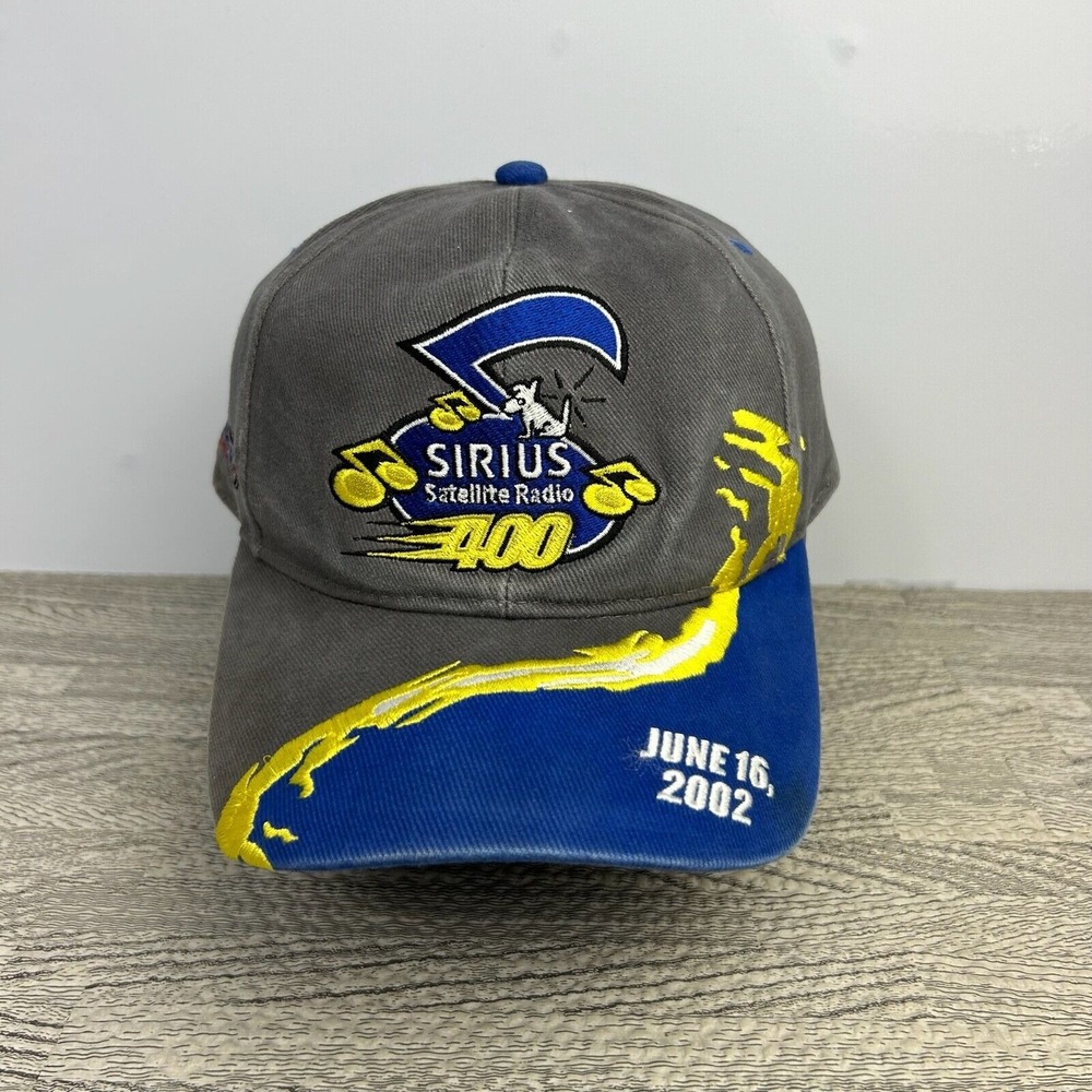 Vintage Y2K Sirius Satellite Radio Hat Cap Strap Back Gray Blue Nascar Racing